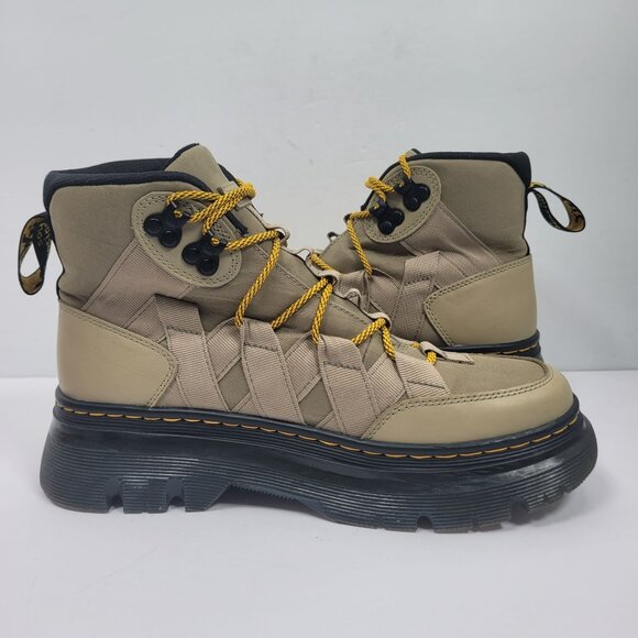 Dr. Marten Unisex Boury Nylon Pale Olive Leather Boots US Size Men's 8 Wo's 9 - Picture 5 of 9